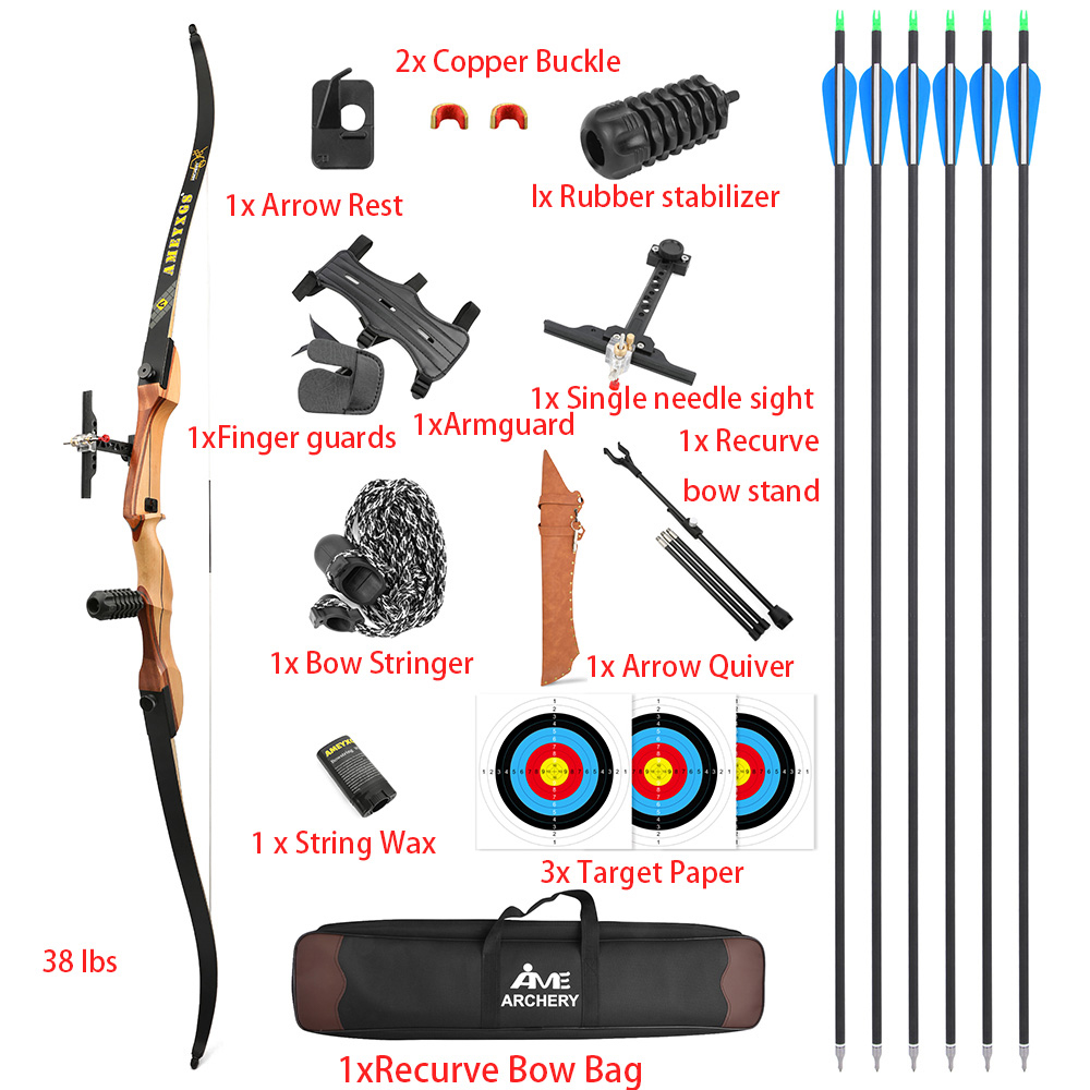 Recurve Bow Takedown 40 Lbs Target - 68 İnç Rekürv Yay 20-40lbs Okçuluk