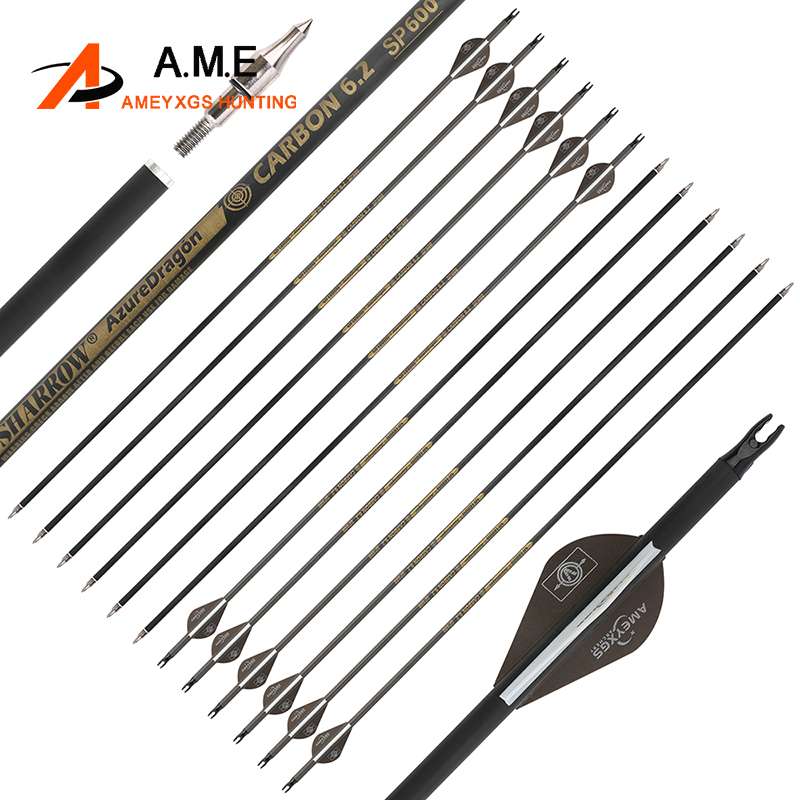 Carbon Arrows 30 Inch Spine 400 500 - 30 İnç Saf Karbon Ok 6/12