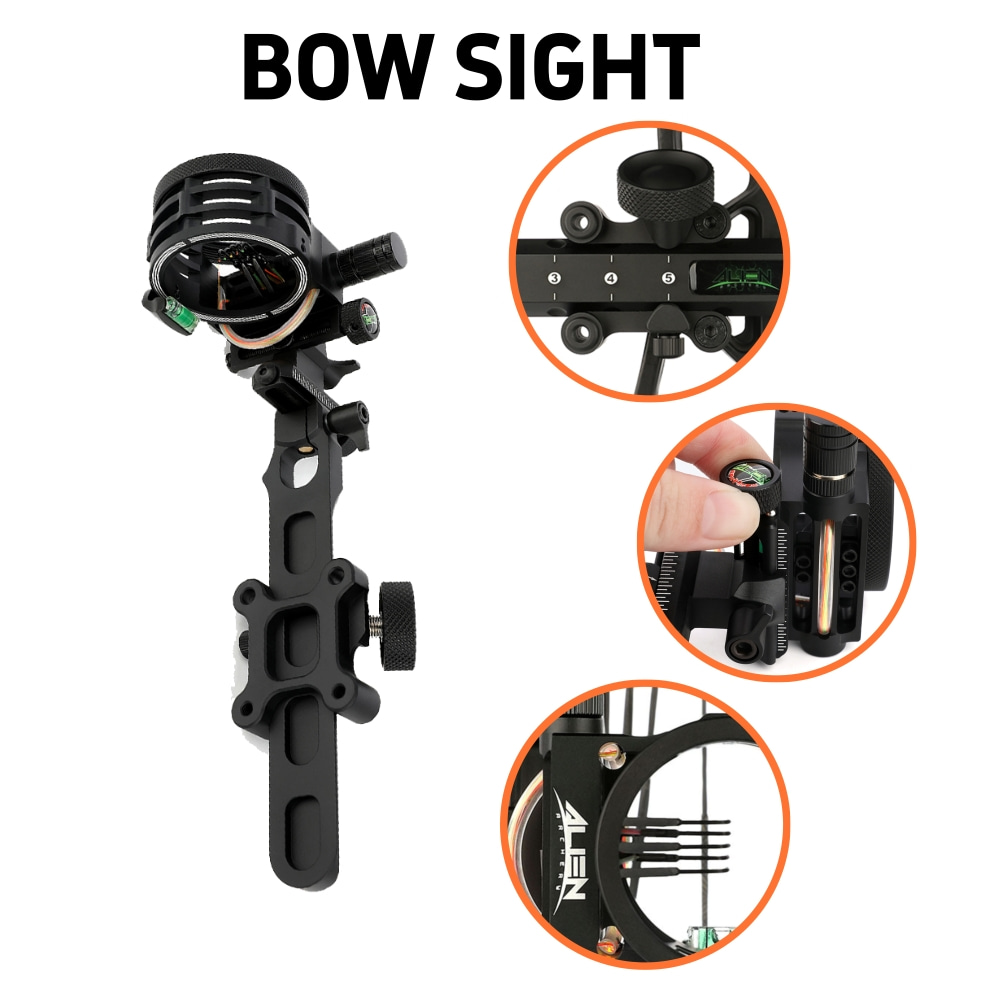 5 Pin Bileşik Yay Görüşü 0.019 - Compound Bow Sight 5 Pin Fiber Optic incelemesi ve fiyatı