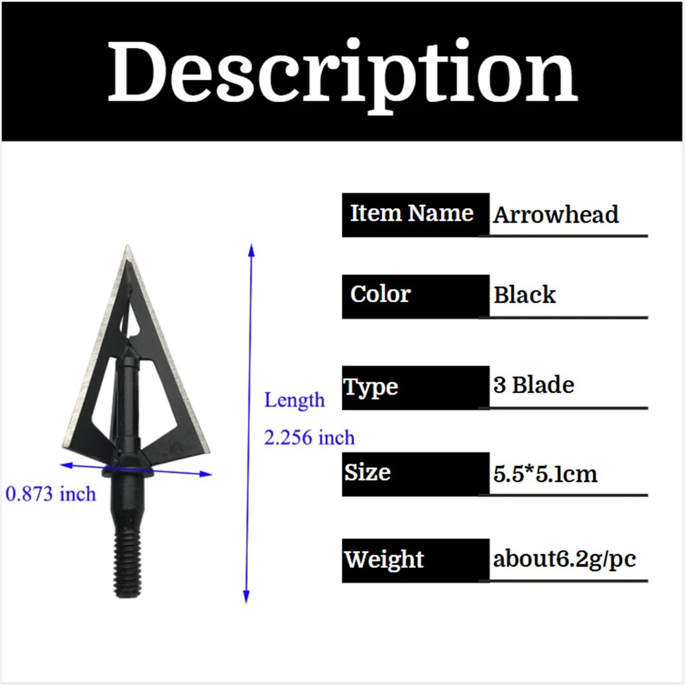 Avcılık Broadhead Uçları 12 ad - Broadheads 100 Grain 3 Blade Hunting incelemesi ve fiyatı