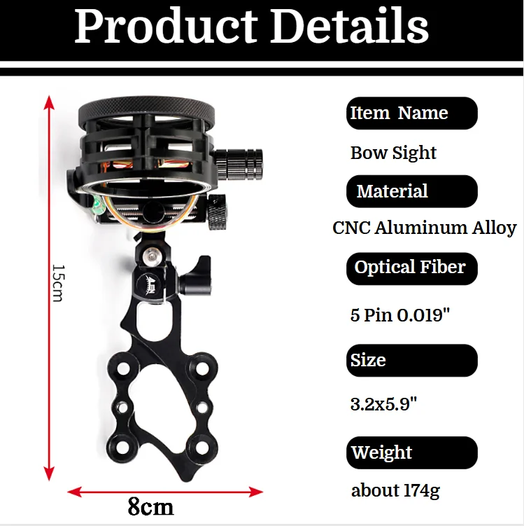 Çok Bileşenli Yay Nişangahı 5  - Compound Bow Sight 5 Pin Fiber Optic incelemesi ve fiyatı